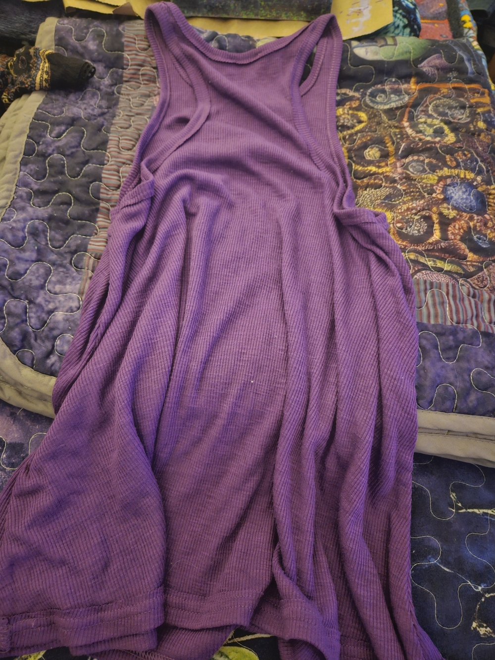 Free People Purple Ribbed Tank Top S - Picture 3 of 3